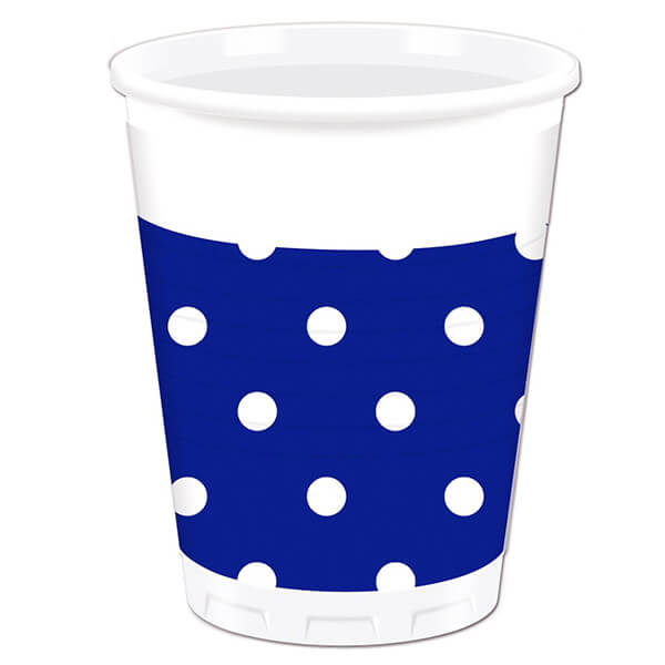 Парти чаши Сини с бели точки