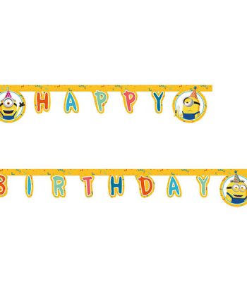 Банер надпис Minions 2 The Rise of Gru - Happy Birthday