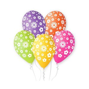 Балони с печат Цветя - 5 броя