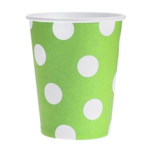 Картонени чаши Зелени с бели точки