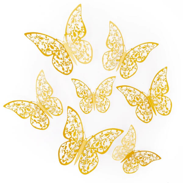 3D пеперуди за декорация злато