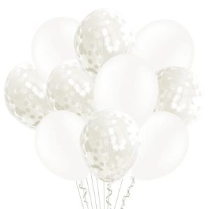 Комплект Бели балони с конфети