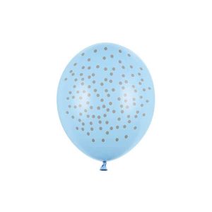 Балони 30cm, Точки, пастел, бебешко синьо