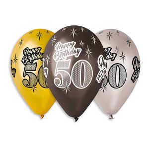 Балони рожден ден 50 години, Happy Birthday, 6 бр.