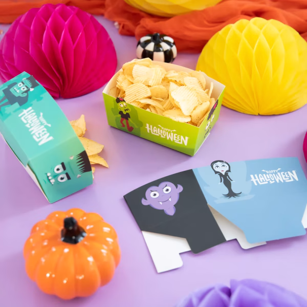 Кутия за хрупкави картофки Хелоуин Чудовища, 15x7см, 3бр., комплект