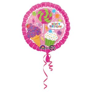 Фолиев балон Happy Birthday, Sweet Shop, 43 см, кръг