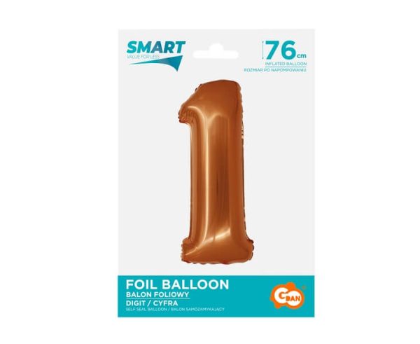 Балон фолио Цифра 1, Smart, 76 см, меден