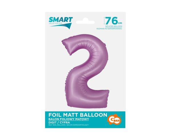 Балон фолио Цифра 2, Smart, Лилав мат, 76 см