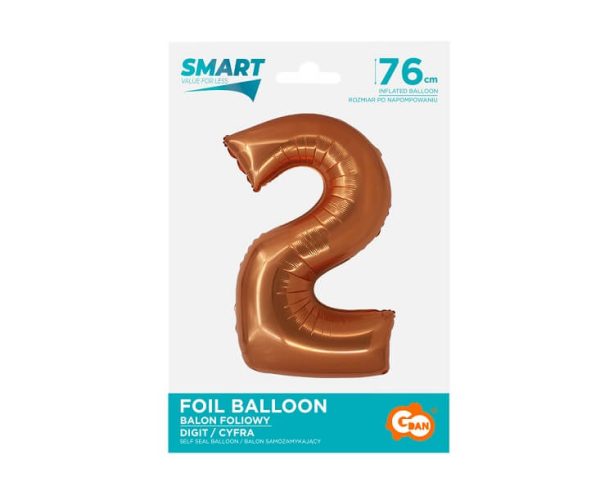 Балон фолио Цифра 2, Smart, 76 см, меден