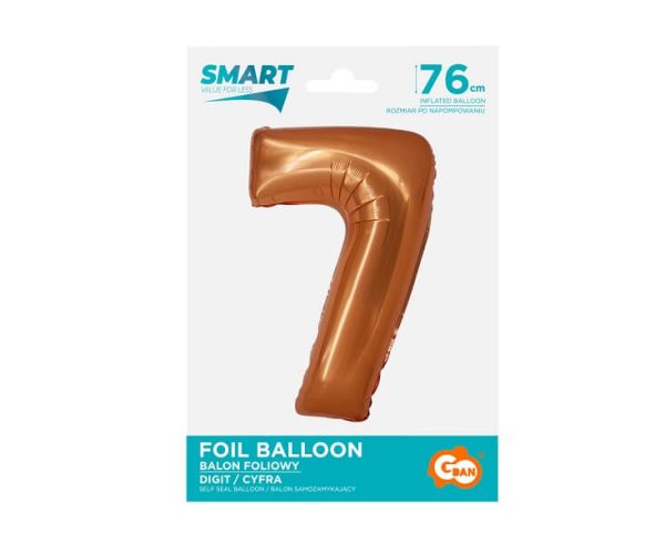 Балон фолио Цифра 7, Smart, 76 см, меден