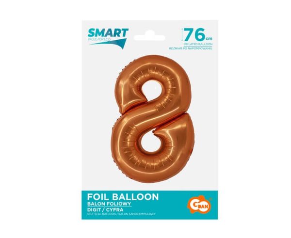 Балон фолио Цифра 8, Smart, 76 см, меден