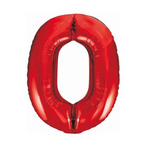 Балон фолио Цифра 0, червен - 85 см