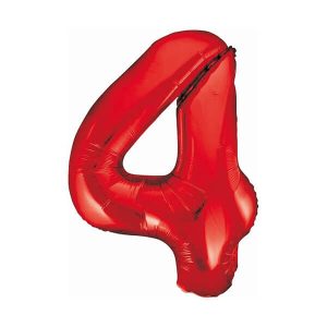 Балон фолио Цифра 4, червен - 85 смк