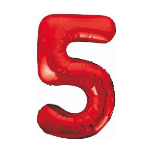 Балон фолио Цифра 5, червен - 85 см