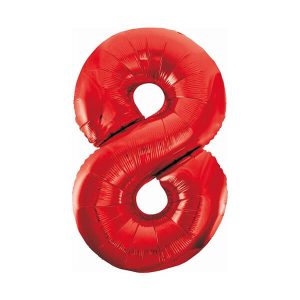 Балон фолио Цифра 8, червен - 85 см
