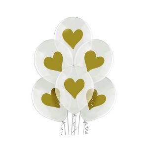 Балони Gold Hearts Belbal, 30 см, 6 броя