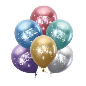 Балони Happy Birthday, микс, 6 броя, 30 см