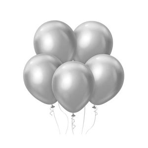 Балони хром Silver, B&C, 30 см, 50 броя