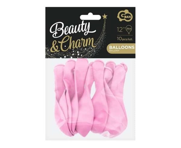 Балони розови Beauty & Charm, Макарон 12 ", 10 бр. – Изображение 3