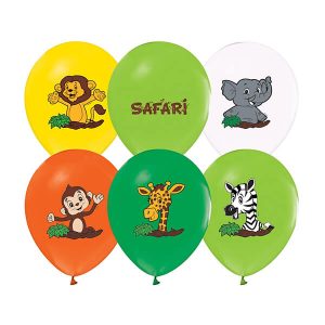 Балони Safari джунгла, различни цветове, 5 броя