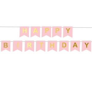 Гирлянд Happy Birthday, розово и злато