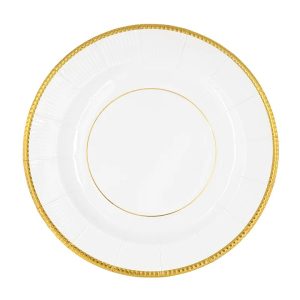 Чинии Бели със златен кант Elegant Gold, 20.5 см, 6 броя
