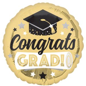 Фолиев балон Congrats Grad Shiny Gold, 43 см, пакетиран