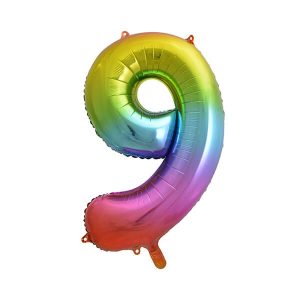 Фолиев балон Цифра 9, дъга, 85 см