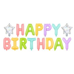 Фолиев балон Happy Birthday, надпис с букви, 395x35cm, mix