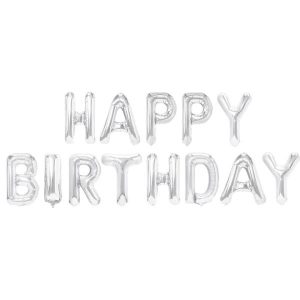 Фолиев балон надпис Happy Birthday, букви, сребрист