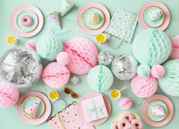 Декорация хартиена Топка, пчелна пита, мента, 20см – Изображение 8