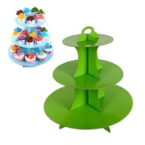 Стойка за мъфини и сладкиши, три нива, зелена