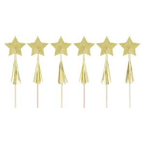 Топери Звезди с блясък, злато, Gold stars, 6 броя