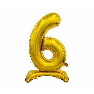 Балон фолиев Цифра 6, стоящ, B&C, злато, 74 cm