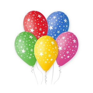 Балони с печат звезди Premium STARS, 5 броя