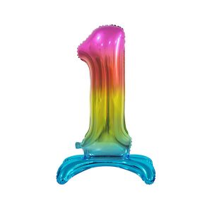 Стоящ фолио балон Цифра 1, B&C, дъга, 74 cm