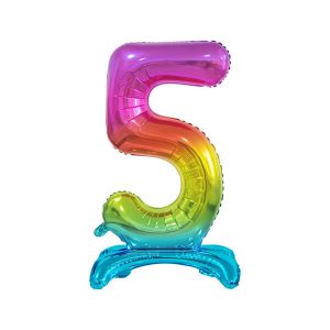 Стоящ фолио балон Цифра 5, B&C, дъга, 74 cm