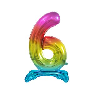 B&C стоящ фолио балон Цифра 6, дъга, 74 cm