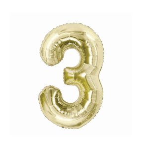 Фолиев балон цифра 3, шампанско, B&C, 85 см