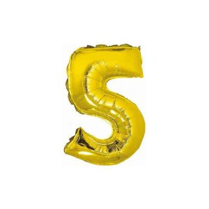 Фолиев балон Цифра 5, злато, 35 см