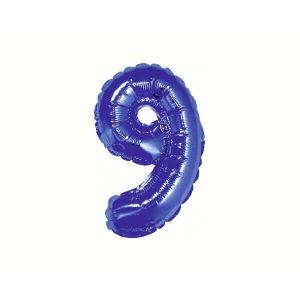 Фолиев балон Цифра 9, син, 35 см