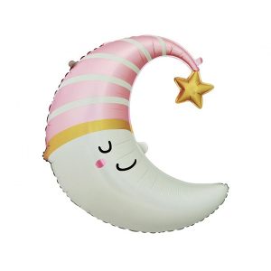 Фолиев балон Луна с розова шапка, 56x68 см