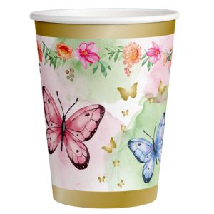 Картонени чаши Butterfly, пеперуди, 250ml, 8 броя