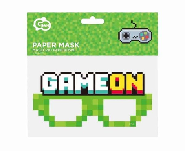 Парти маски GAME ON, картонени, 6 броя
