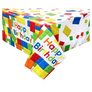 Парти покривка Happy Birthday, строителни блокчета, 137 х 213 cm
