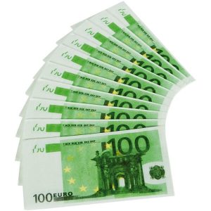 Салфетки банкноти 100 евро, 33см, 10 броя