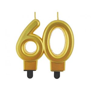 Свещ цифра 60, металик, злато, 8 cm
