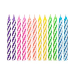 Свещи за рожден ден 24/24, цветни с райе