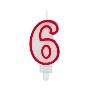Свещ за рожден ден цифра 6, червена