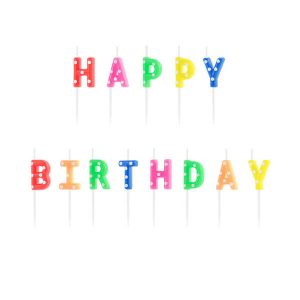 Свещи за рожден ден Happy Birthday, микс, 2.5см